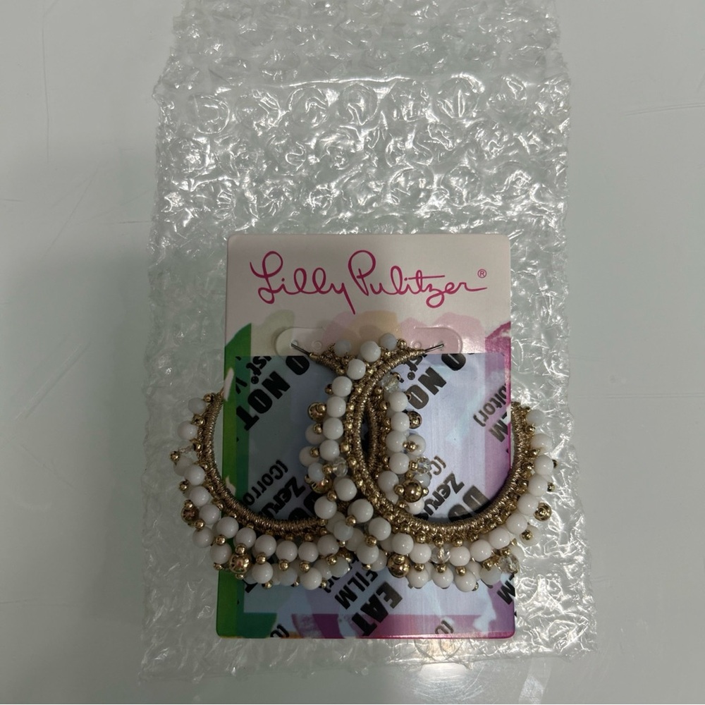 Lilly Pulitzer Gold and White Pearl Earrings
